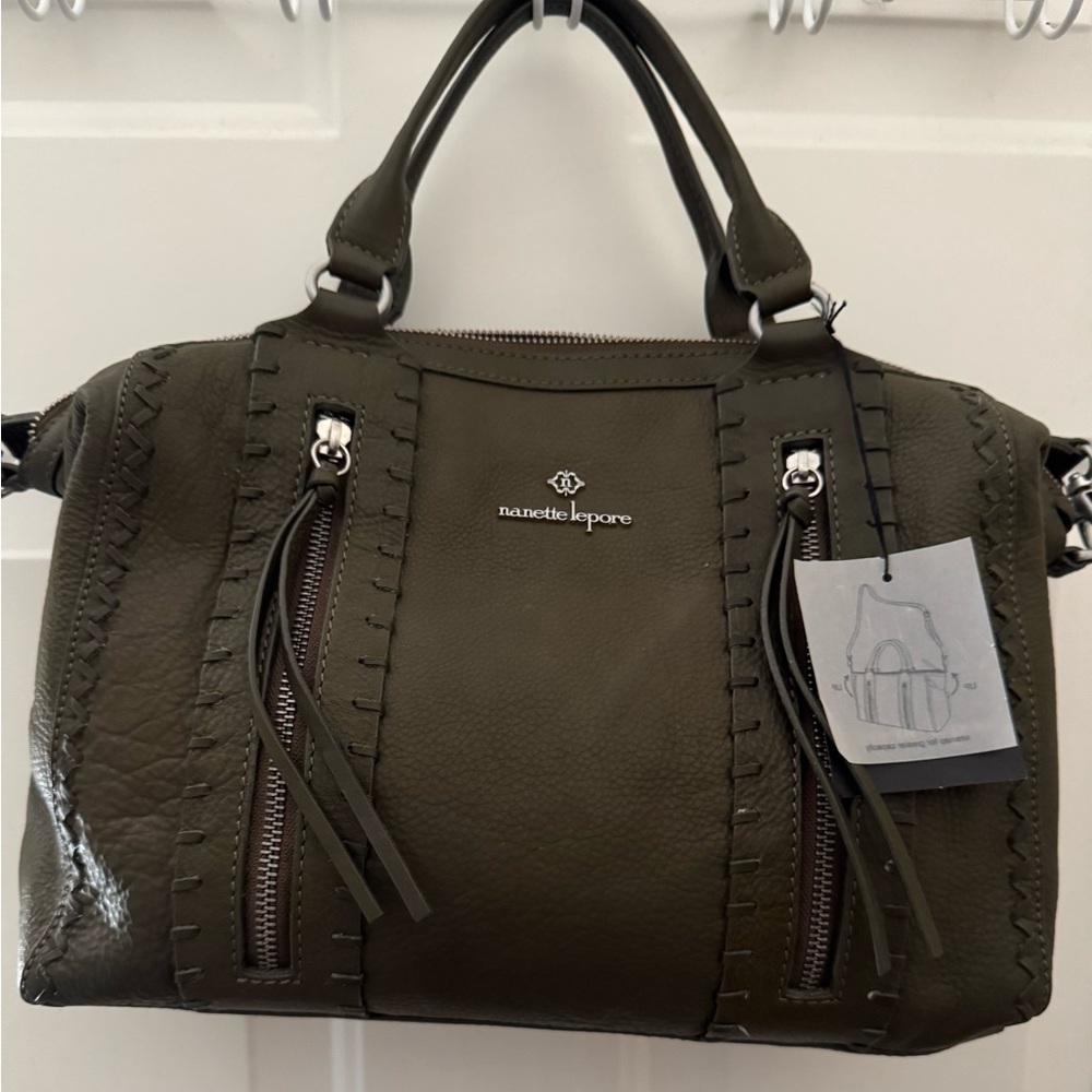 Nanette Lepore Dark Green Leather Shoulder Bag